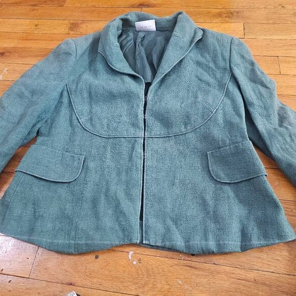 Akris Punto Linen Blazer Jacket Womens Size 6 Green - Picture 6 of 16